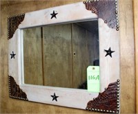 Mirror in Wood Frame w/TX Star & Faux Alligator