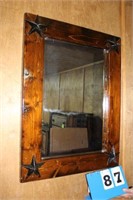 Mirror w/ Wooden Frame, w/Texas Star Accents