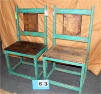 Wooden Chairs, Distressed Green, Approx 17" Wide