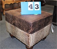 Foot Stool, Leather and Faux Alligator