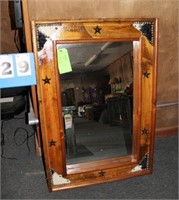 Mirror w/ Wood Frame, Star Decor