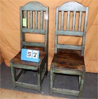 Wooden Chair, Distressed Green