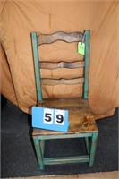 Wooden Chair, Distressed Green, Approx 18" Wide