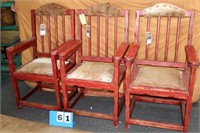 Wooden Chairs, Distressed Red