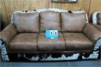 Leather Sofa w/Cow Hide Accents