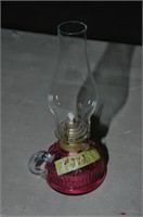 CRANBERRY GLASS LAMP CIRCA 1880