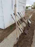 Shovels, pitch forks, rakes
