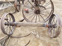 Antique wagon axle and wheels