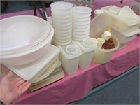 nice larger group of white tupperware items