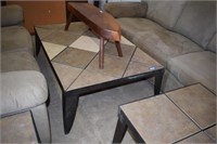 Industrial Metal Coffee Table  w/ Tile Top