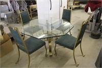 Heavy duty glass top table with chairs