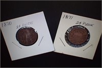 1870 and 1871 Two-Cent Piece Coins