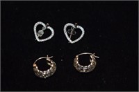 Two Pairs of Sterling Silver Earrings -