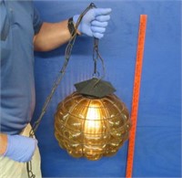 vintage amber glass hanging light (bubble glass)