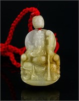 Chinese Yellow Jadeite Carved Guan Yu Pendant