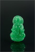 Chinese Fine Green Jadeite Carved Guanyin Pendant