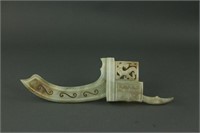 Fine Rare Hetian White Jade Carved Dragon Weapon