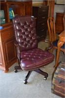 Tufted Leather Office Chair on Casters