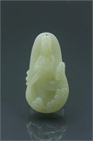 Chinese Hetian White Jade Carved Guanyin Pendant