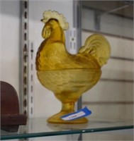 Amber Two Piece Glass Rooster