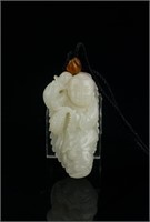 Chinese Hetian white Jade Carved Boy Pendant