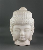 Chinese White Marble Stone Carved Buddha Head