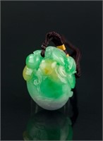 Chinese 3-Colour Jade Carved Peach Pendant
