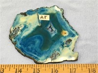 4.25 x 4.75" agate slab - blues and green colored