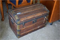 Antique Trunk w/ Padded Upholstered Interior