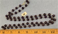 Approx. 36" amethyst bead necklace with silver all