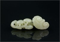 Chinese Hetian White Jade Carved Ruyi Pendant