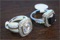 Sterling Silver Ring w/ White Stones and