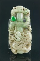 Chinese Green and White Jadeite Carved Dragon