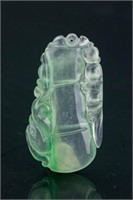 Chinese Green Jadeite Carved Bamboo Pendant
