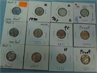 Lot of 12 Uncirculated & Proof Roosevelt Dimes