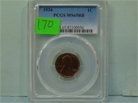 1934 Wheat Penny - PCGS Graded MS-65 Red/Brown