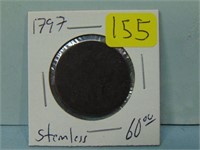 1797 Stemless Draped Bust US Large Cent