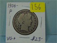 1906 Barber Silver Half Dollar - VG+