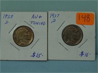 1937-D and 1938-D Buffalo Nickels