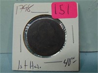 1798 Draped Bust US Large Cent - 1st Hair (1797)