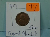 1951 Wheat Cent - Tapered Planchet Error