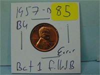 1957-D Error Wheat Penny - BU