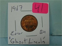 1967 Ghost Lincoln Error Lincoln Penny - BU