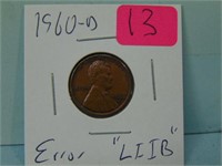 1960-D "LIIB" Error Lincoln Penny