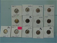 Lot of 13 Uncirculated & Proof Roosevelt Dimes