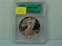 1997-P American Silver Eagle Proof Dollar - ICG Gr