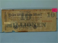 1923 German 10 Million Mark Reichsbanknote Note