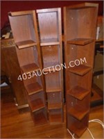 Lot of 3 Wooden Shelving Units with Light