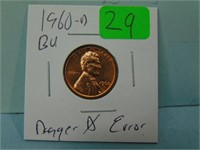 1960-D Dagger D Error Lincoln Penny - BU