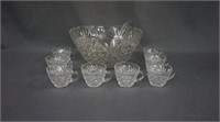 EAPC Glass Pineapple Pattern Punch Bowl Set